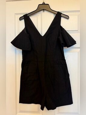 elevenses women’s cold shoulder cotton romper black size 4